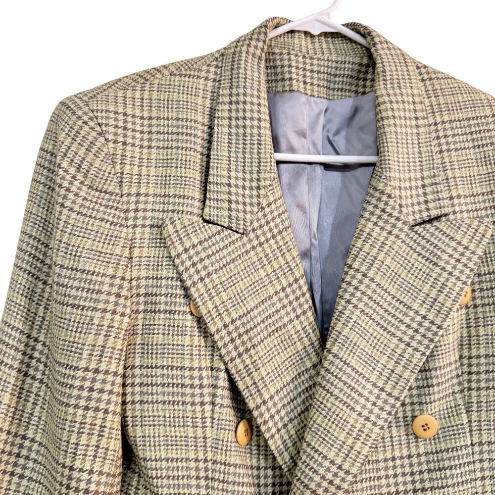 Vintage Burberrys Double Breasted Plaid Wool Blazer Jacket 90s Tailored Coat 8 - Picture 2 of 8